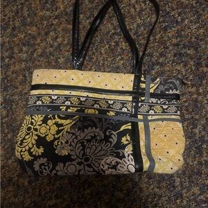 Vera Bradley Yellow, Black and Gray Quilted Floral Tote